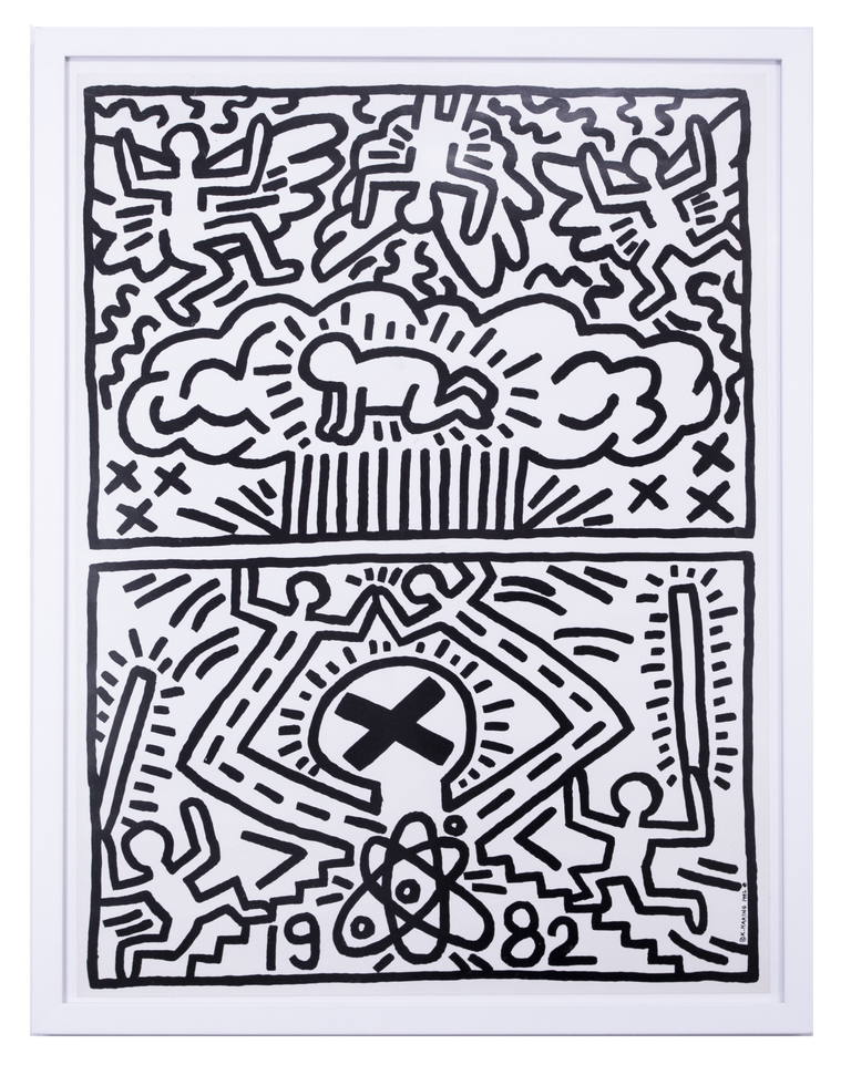 Item #6350 Nuclear Disarmament [framed]. Keith Haring.
