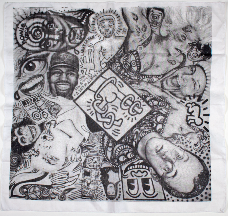 Item #6358 Party of Life V Handkerchief [Keith Haring, Larry Levan, Frankie Knuckles, Joey Arias]