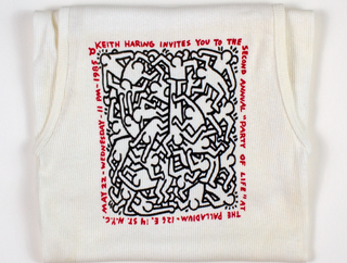 Item #6368 Invitation to Second Annual Party of Life [silkscreened tank top]. Keith Haring