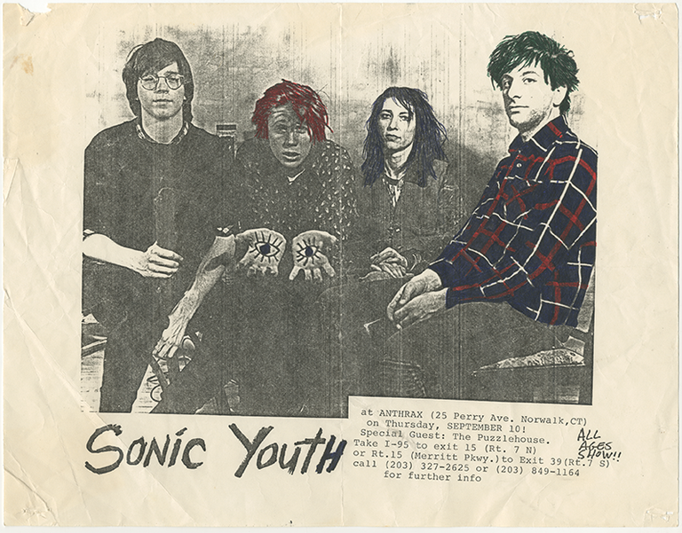 Item #6383 Sonic Youth at Anthrax [flyer with holograph illustration]