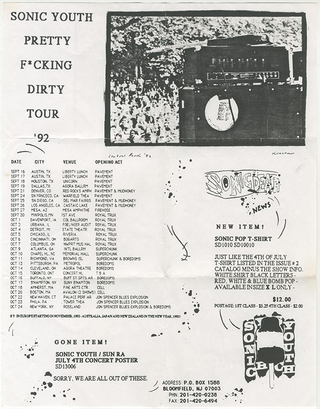 Item #6389 Sonic Youth Pretty F*cking Dirty Tour ‘92 [Sonic Death]