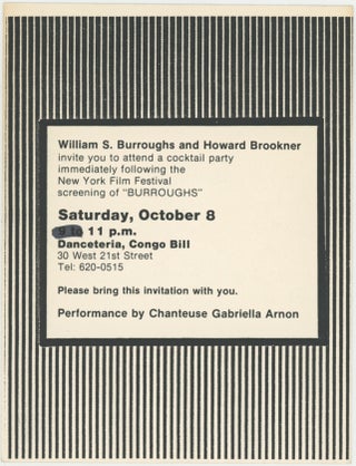 William S. Burroughs and Howard Brookner Invite You To Attend A Cocktail Party