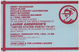 Item #6422 Celebrate The World Premiere of Laurie Anderson’s “United States: Parts I to IV”...