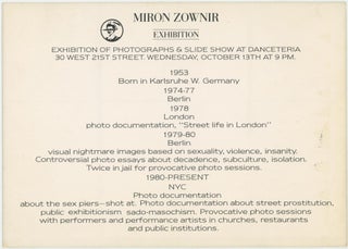 Miron Zownir Exhibition at Danceteria