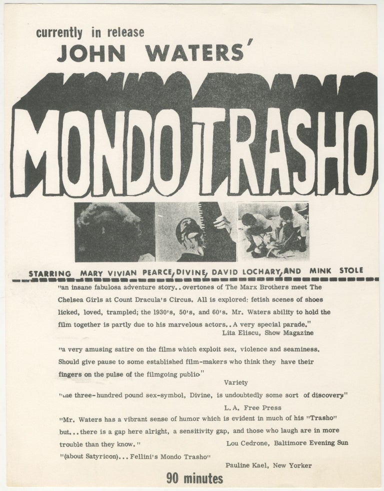 Item #6487 Mondo Trasho Press Packet. John Waters.