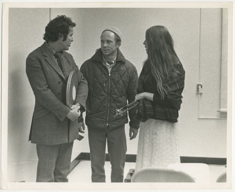 Item #6536 Candid Photograph of Kenneth Anger, Bruce Baillie, Sharon Ruppert. Robert Haller.