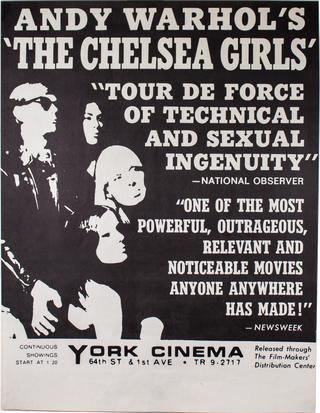 Item #6550 Chelsea Girls at York Cinema. Andy Warhol