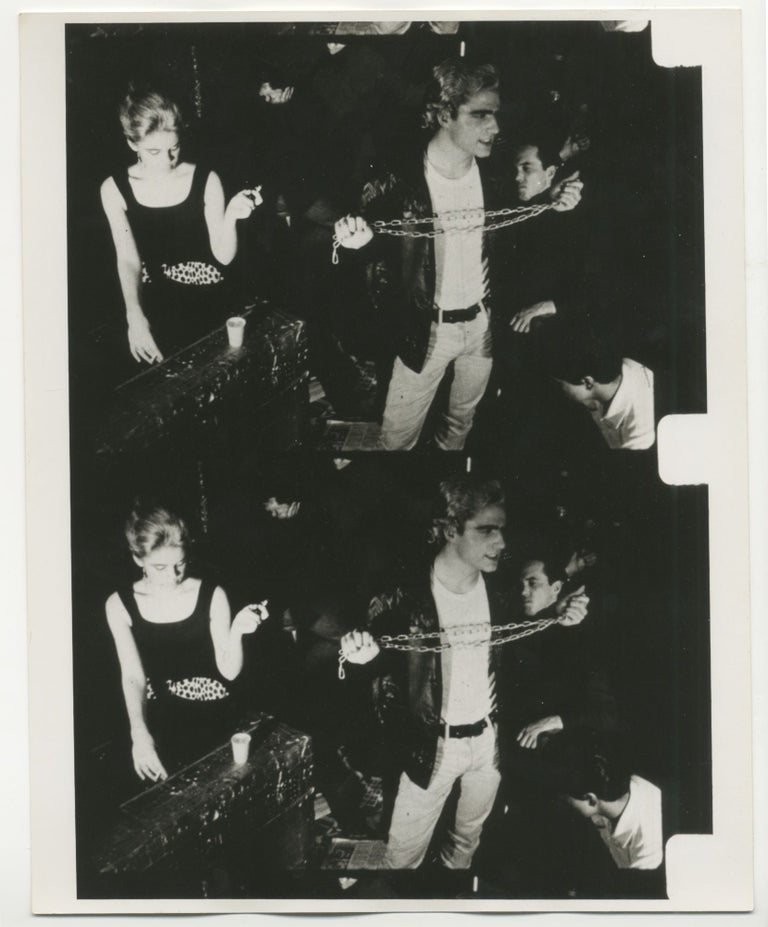 Item #6558 Film strip photographic print of two frames of Gerard Malanga and Edie Sedgwick in Vinyl. Andy Warhol.