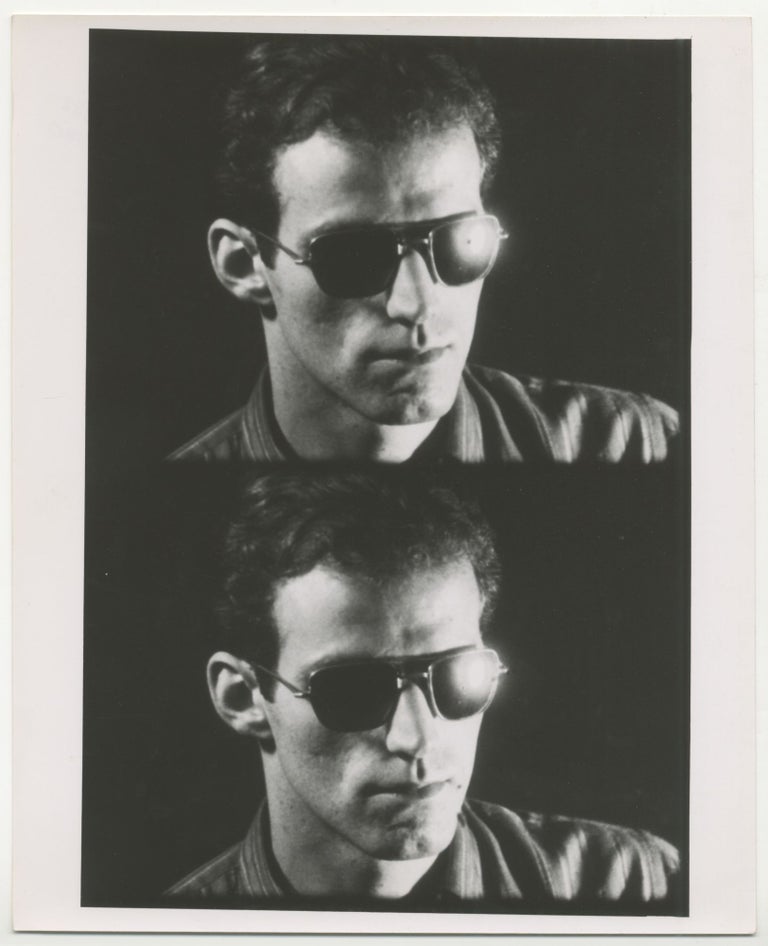Item #6569 Film strip photographic print of two frames of Billy Linich [Name] wearing sunglasses. Andy Warhol.