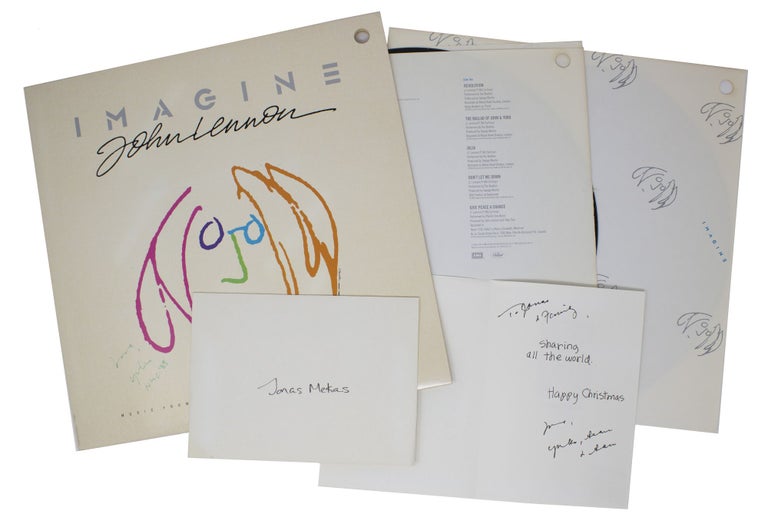 Item #6663 Imagine: John Lennon – Motion Picture Soundtrack LP [signed by Yoko Ono] [with] Yoko Ono Christmas Card to Jonas Mekas