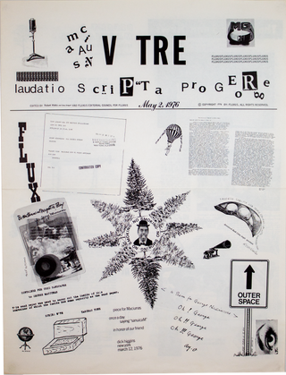 Item #6670 V TRE no. 10 May 2, 1976. Sara Seagull Robert Watts, eds, Fluxus Editorial Council for...