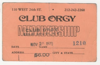 Item #6671 John and Yoko Lennon Club Orgy Membership Card [Ono Holograph Notation