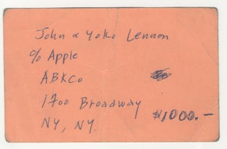 John and Yoko Lennon Club Orgy Membership Card [Ono Holograph Notation]