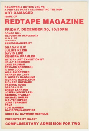 Danceteria Invites You to a Private Party Celebrating the New Art Damaged Issue of Redtape Magazine [red colorway]