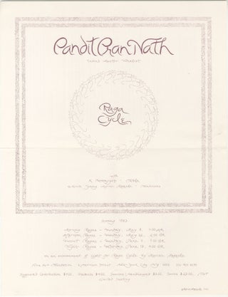 Item #6708 Pandit Pran Nath: Raga Cycle. Marian Zazeela