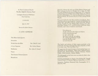 John W. Coltrane 1926 - 1967 [funeral program]