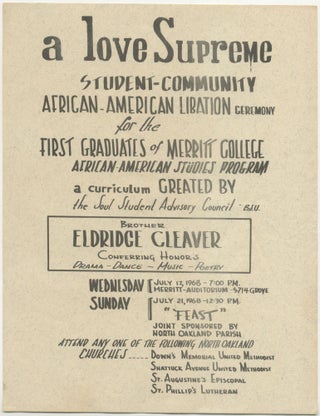 Item #6767 a love Supreme: Student-Community African-American Libation Ceremony [Eldridge...