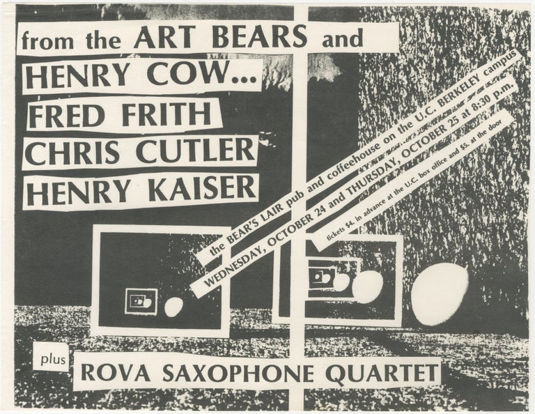 Item #6785 From the Art Bears and Henry Cow … Fred Frith, Chris Cutler, Henry Kaiser plus Rova Saxophone Quartet