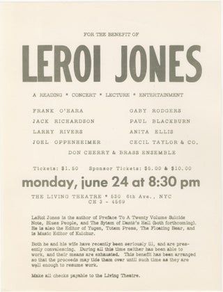 Item #6792 For The Benefit of Leroi Jones [Cecil Taylor, Don Cherry, Frank O’Hara, Paul Blackburn