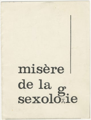 Item #6890 Misère de la sexologie. René Vienet