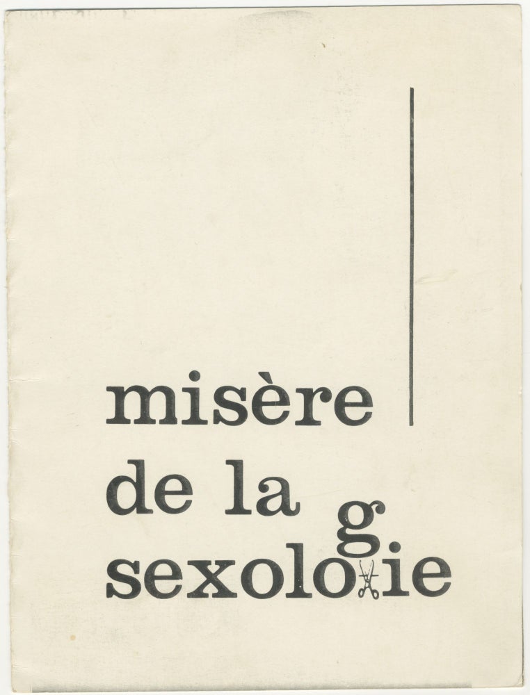 Item #6890 Misère de la sexologie. René Vienet.