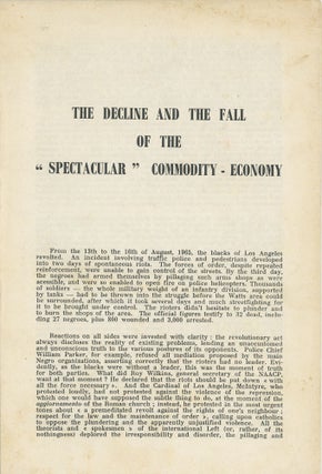Item #6894 The Decline and Fall of the “Spectacular” Commodity-Economy. Situationist...