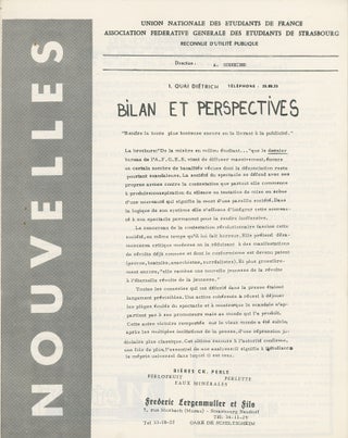 Item #6900 Nouvelles [bulletin of the Association Fédérative Générale des Étudiants de...