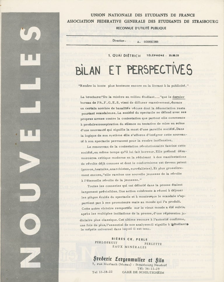 Item #6900 Nouvelles [bulletin of the Association Fédérative Générale des Étudiants de Strasbourg]