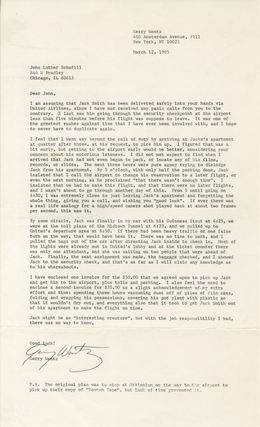 Item #6993 Letter from Gerry Wentz to John Schofill [Harrowing Jack Smith Travel Experience]....