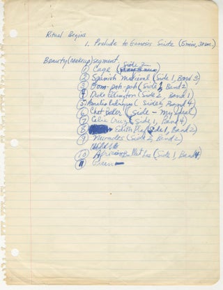 Item #7011 Cue Sheet for Unknown Jack Smith Performance