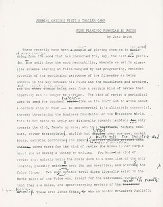 Item #7032 Jobbing Critics Visit a Trailer Camp: Pink Flamingo Formulas in Focus. Jack Smith