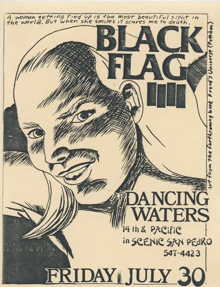 Item #7043 Black Flag at Dancing Waters in San Pedro, California. Raymond Pettibon.