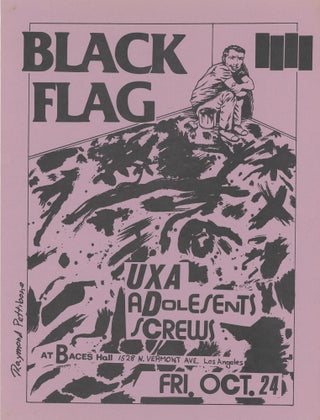 Item #7044 Black Flag, UXA, Adolescents, and Screws at Baces Hall, Los Angeles. Raymond Pettibon
