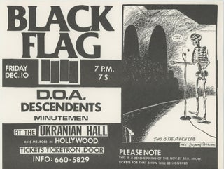 Item #7061 Black Flag, D.O.A., Descendents, and the Minutemen at the Ukranian Hall. Raymond Pettibon