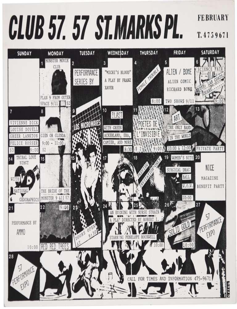 Club 57 calendar – February 1982 | Criss