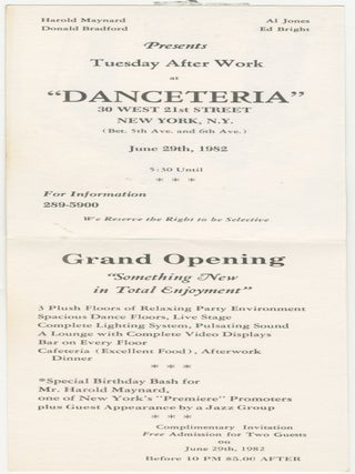 Harold Maynard, Al Jones, Donald Bradford, and Ed Bright Present Tuesday After Work at &ldquo;Danceteria&rdquo;