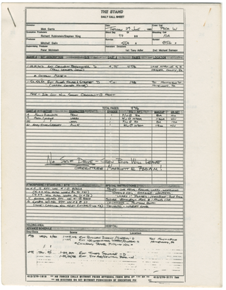 Nick Tallo’s Pittsburgh Production Documents: Monkey Shines, The Stand, Two Evil Eyes, and Mysteries of Pittsburgh