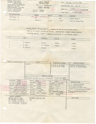 Nick Tallo’s Pittsburgh Production Documents: Monkey Shines, The Stand, Two Evil Eyes, and Mysteries of Pittsburgh