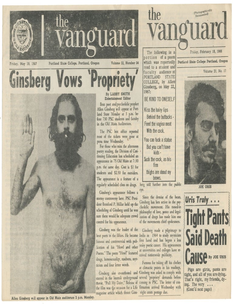 Item #7422 Allen Ginsberg in The Vanguard, Portland State College Student Press