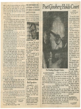 Allen Ginsberg in The Vanguard, Portland State College Student Press