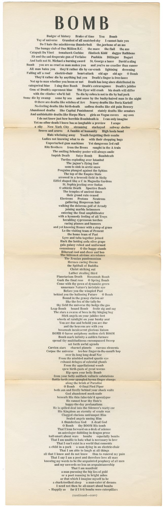 Bomb | Gregory Corso