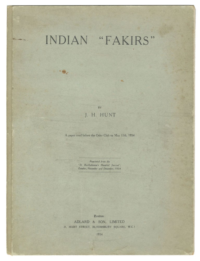Item #7494 Indian &ldquo;Fakirs&rdquo;. J H. Hunt.