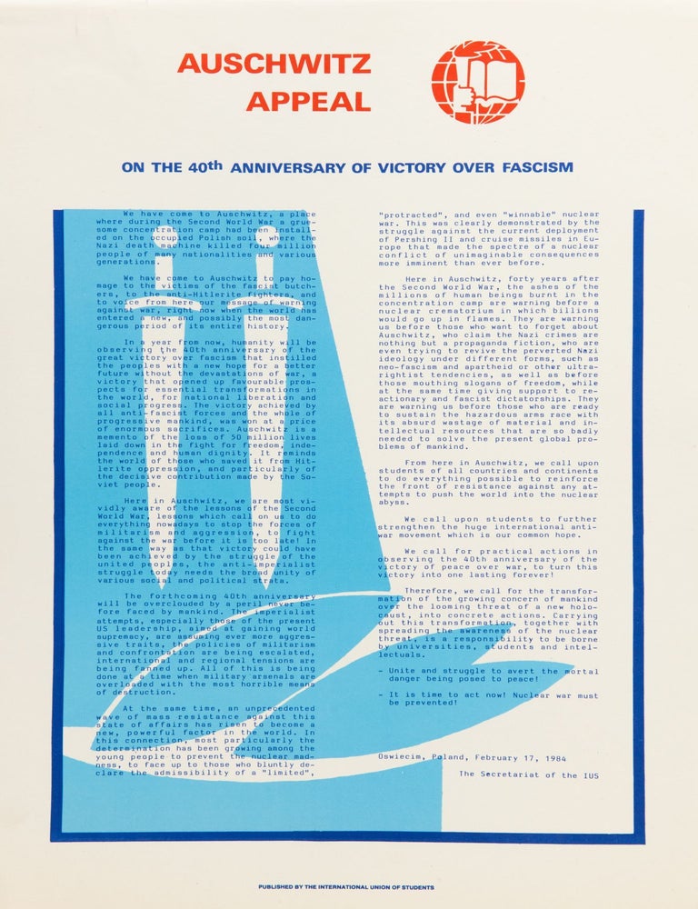 Item #7687 Auschwitz Appeal: On the 40th Anniversary of Victory over Fascism