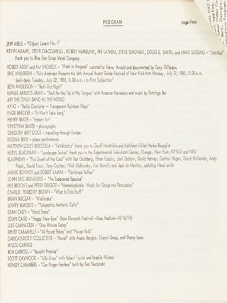 15th Annual Avant Garde Festival of New York program