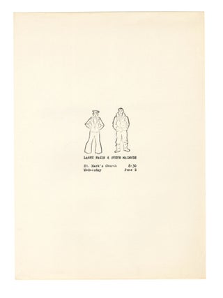 Item #7996 [Flyer for reading at The Poetry Project]. Larry Fagin, Steve Malmude