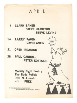 Item #7998 [Flyer for The Yellow Press' Monday Night Poetry series]. David Antin Larry Fagin