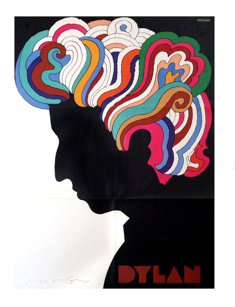 Item #8013 Bob Dylan Greatest Hits LP, with an original, signed copy of the Glaser poster. Bob Dylan. Milton Glaser.