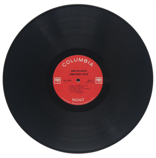 Bob Dylan Greatest Hits LP, with an original, signed copy of the Glaser poster