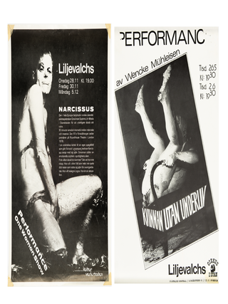 Item #8094 Two Posters of Wencke M&uuml;hleisen [Narcissus: One Woman Show / Performance av Wencke...