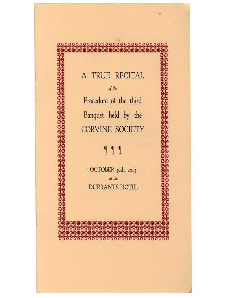 Item #8102 A True Recital of the Procedure of the third Banquet held by the Corvine Society
